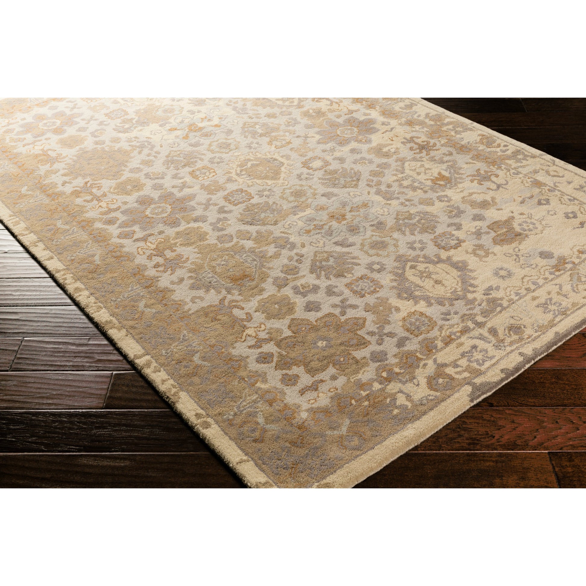 Castello Rug - 15547 by Surya in light gray, aqua, denim, light brown, brown. Made from 100% wool in a unique style.