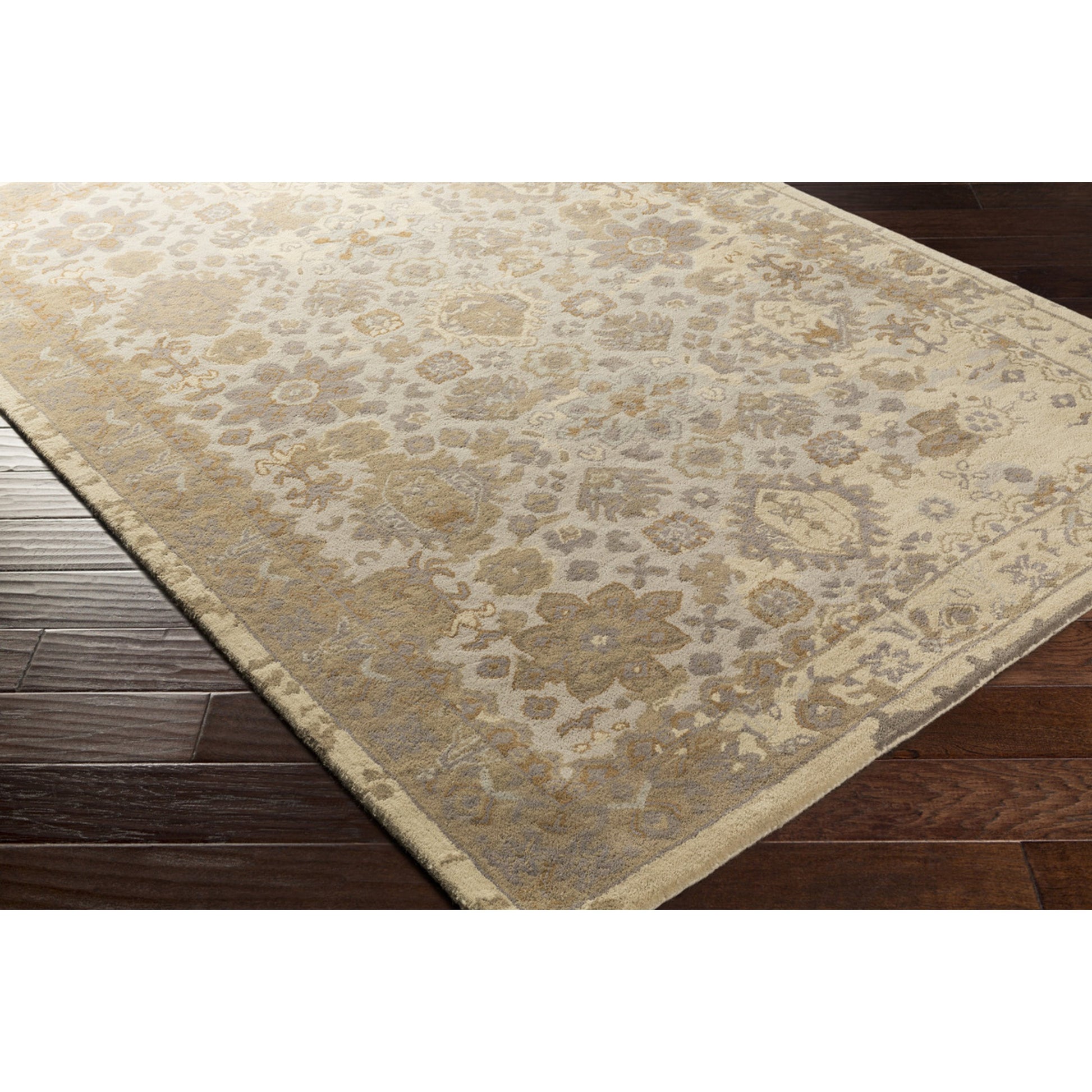 Castello Rug - 15547 by Surya in light gray, aqua, denim, light brown, brown. Made from 100% wool in a unique style.