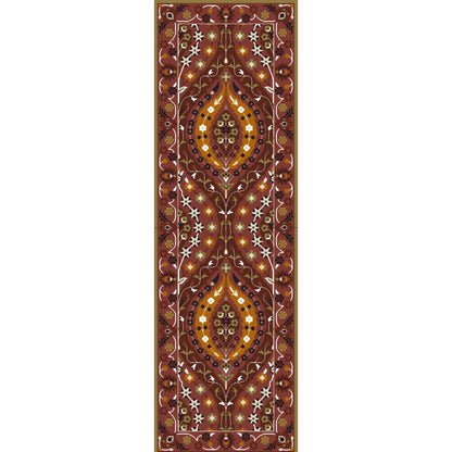 Castello Rug - 15548 by Surya in burgandy, camel, rust, medium purple, olive, tan. Made from 100% wool in a unique style.