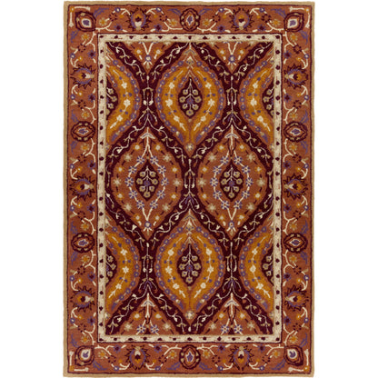 Castello Rug - 15548 by Surya in burgandy, camel, rust, medium purple, olive, tan. Made from 100% wool in a unique style.