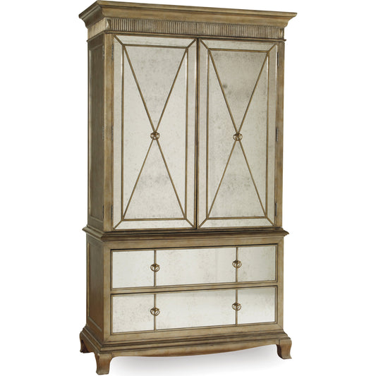 Sanctuary Armoire by Hooker Furniture in visage. Made from veneers, cedar, mirror in a transitional style.