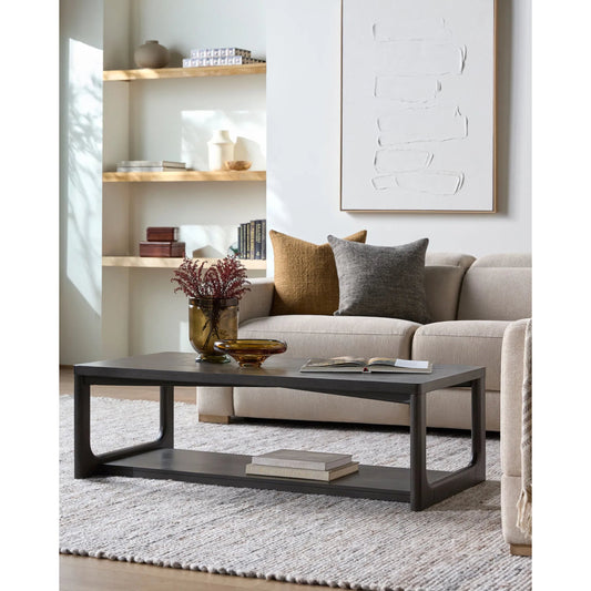 Callister Coffee Table - 531809 by Surya. Made from top: wood veneer, manufactured wood, base: oak in a modern style.