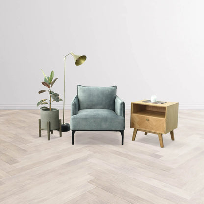 Colton Nightstand by LH Imports in light brown and natural, brass. Made from solid oak, mdf oak veneer, brass in a transitional style.