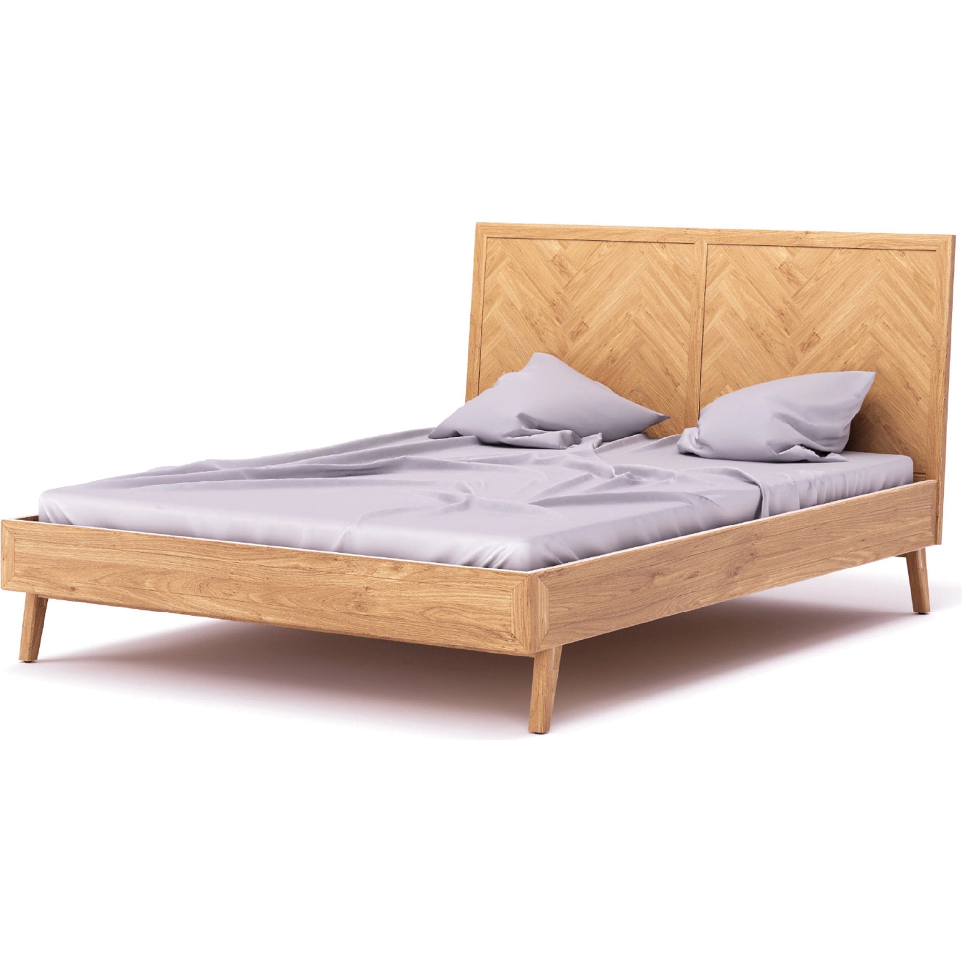 Colton Bed by LH Imports in light brown. Made from solid oak, mdf oak veneer in a modern style.