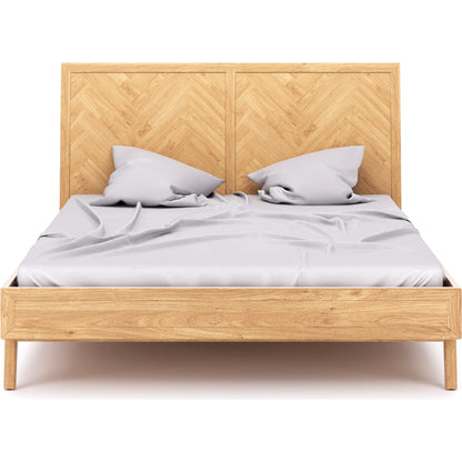 Colton Bed by LH Imports in light brown. Made from solid oak, mdf oak veneer in a modern style.