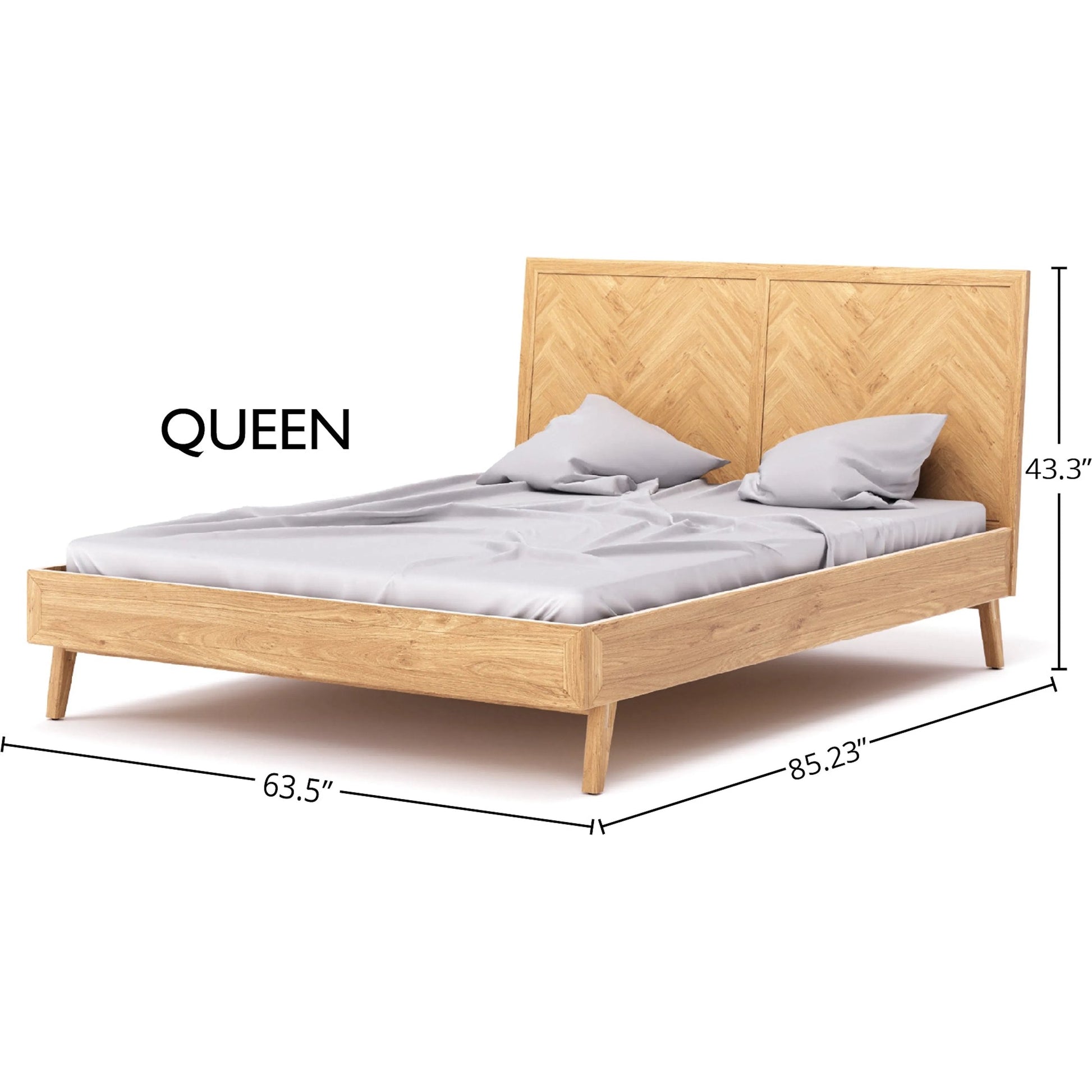 Colton Bed by LH Imports in light brown. Made from solid oak, mdf oak veneer in a modern style.