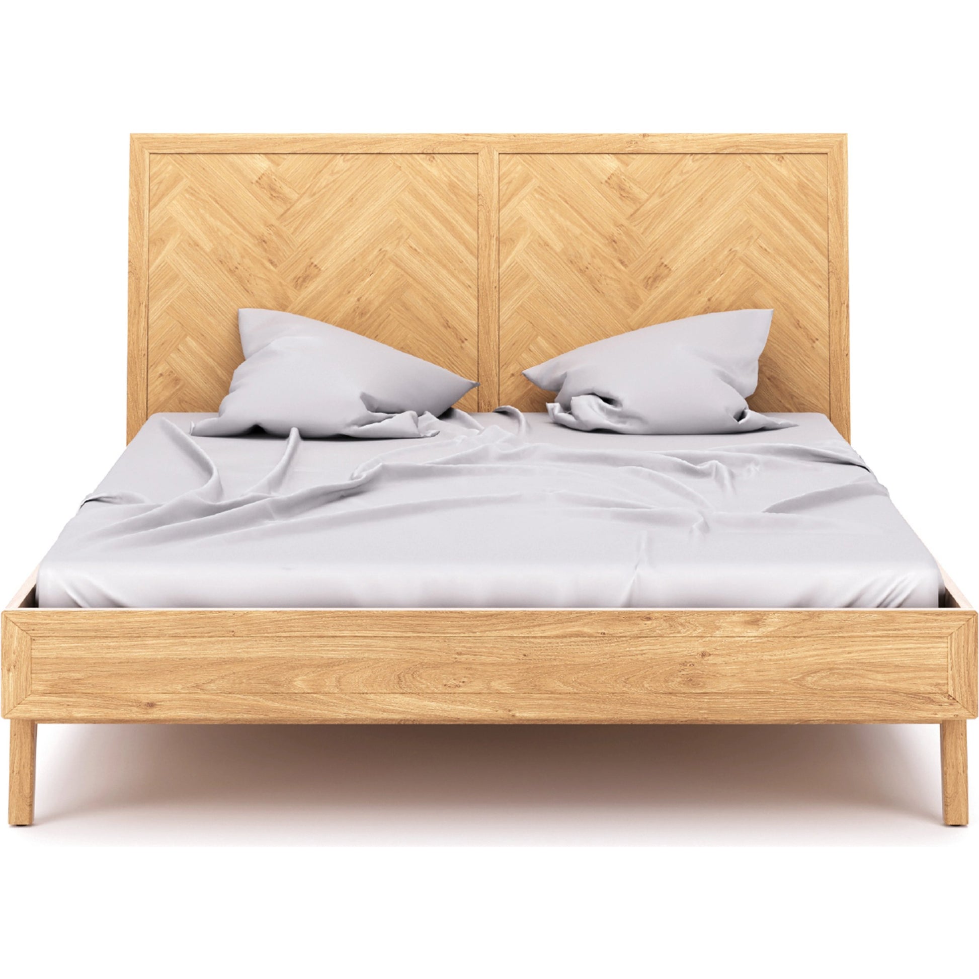 Colton Bed by LH Imports in light brown. Made from solid oak, mdf oak veneer in a modern style.
