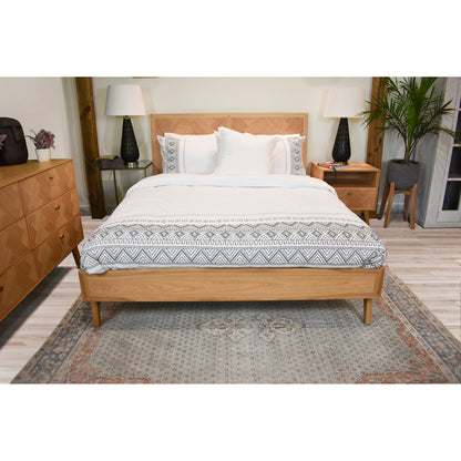Colton Bed by LH Imports in light brown. Made from solid oak, mdf oak veneer in a modern style.