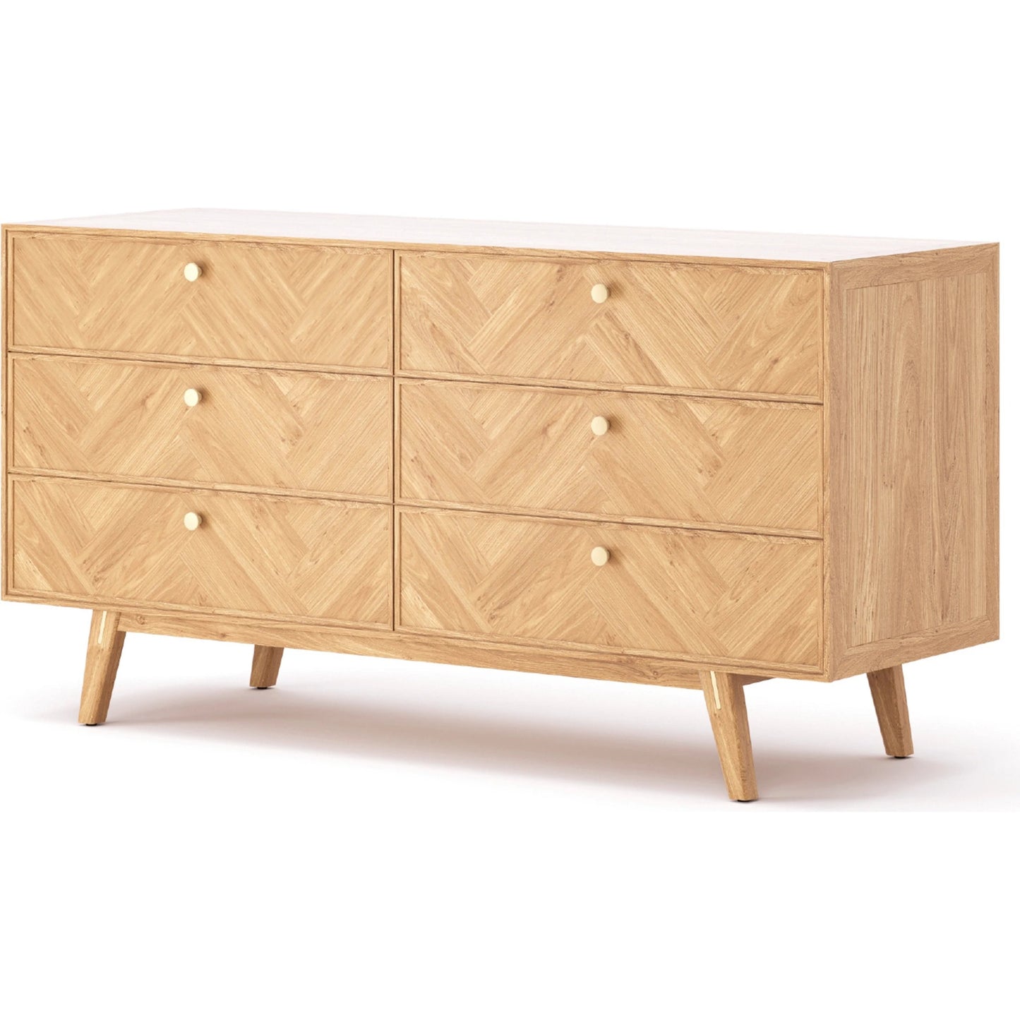 001 SI-2004199 | Primary Silo | Colton Dresser 6 Drawer by LH Imports in light brown and natural, brass. Made from solid oak, mdf oak veneer, brass in a transitional style.