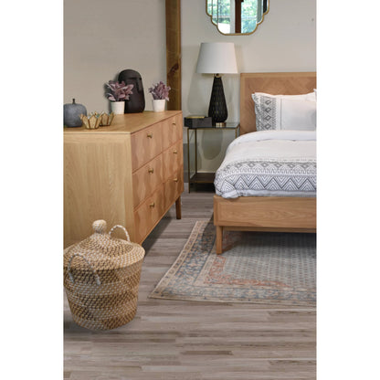 Colton Dresser 6 Drawer by LH Imports in light brown and natural, brass. Made from solid oak, mdf oak veneer, brass in a transitional style.