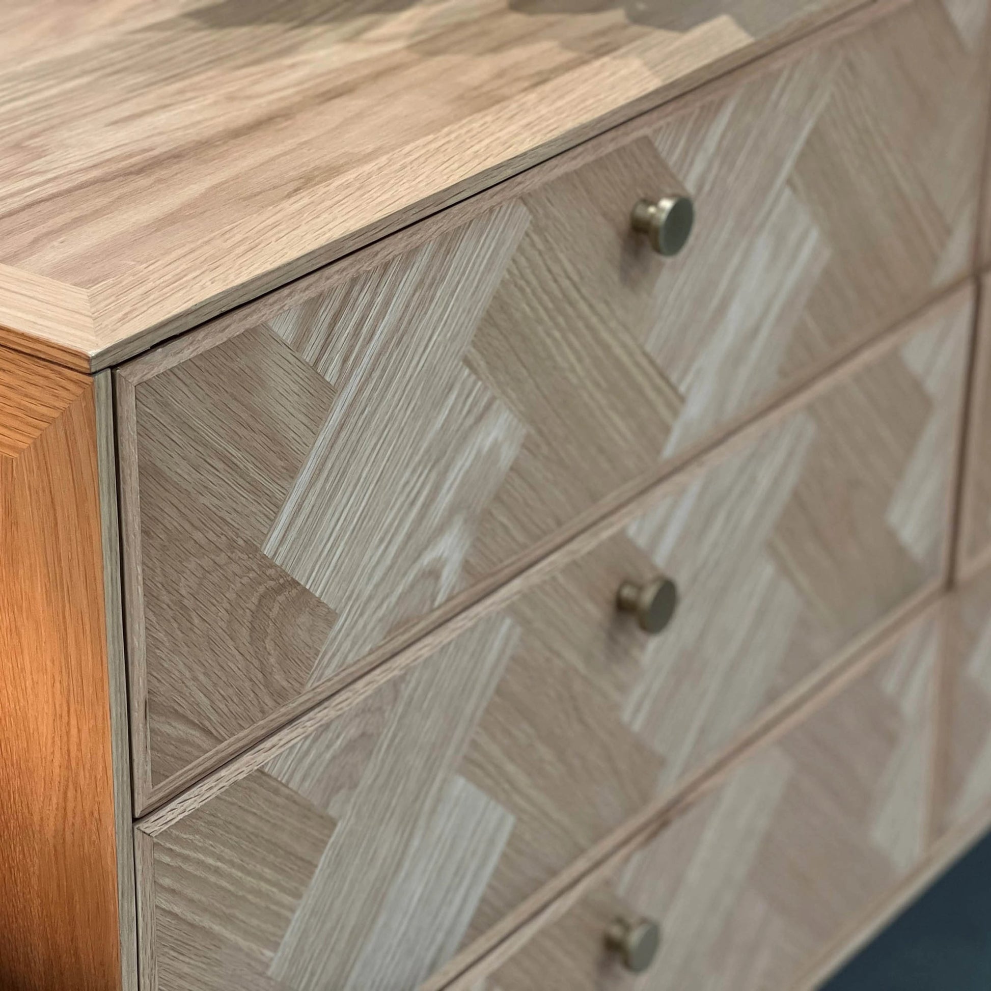 Colton Dresser 6 Drawer by LH Imports in light brown and natural, brass. Made from solid oak, mdf oak veneer, brass in a transitional style.