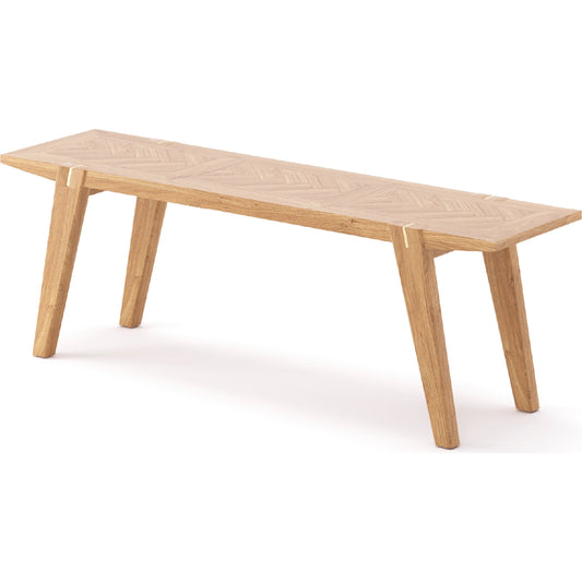 Colton Dining Bench by LH Imports in light brown. Made from solid oak, mdf oak veneer, brass in a modern style.