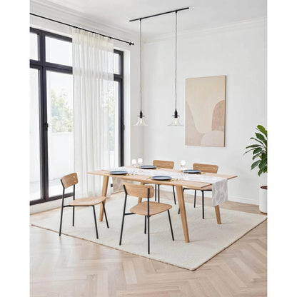 Colton Dining Chair by LH Imports in natural, black. Made from solid oak, brass, metal legs in a transitional style.