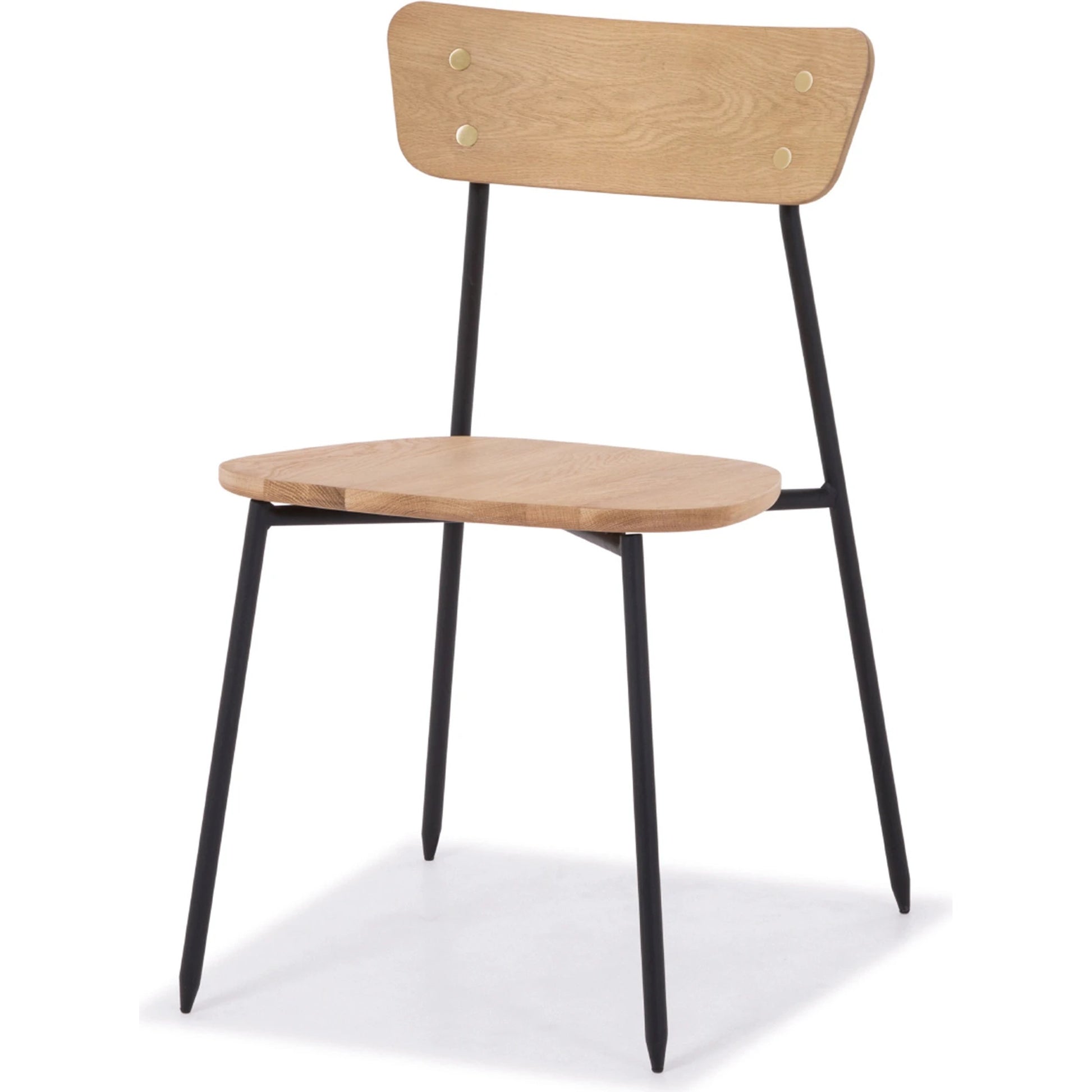 Colton Dining Chair by LH Imports in natural, black. Made from solid oak, brass, metal legs in a transitional style.