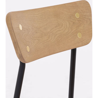 Colton Dining Chair by LH Imports in natural, black. Made from solid oak, brass, metal legs in a transitional style.