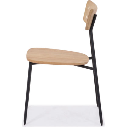Colton Dining Chair by LH Imports in natural, black. Made from solid oak, brass, metal legs in a transitional style.
