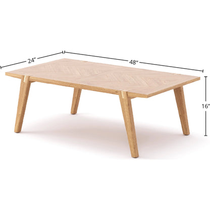 Colton Coffee Table by LH Imports in light brown and natural, brass. Made from solid oak, mdf oak veneer, brass in a modern style.