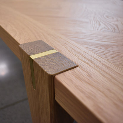 Colton Coffee Table by LH Imports in light brown and natural, brass. Made from solid oak, mdf oak veneer, brass in a modern style.