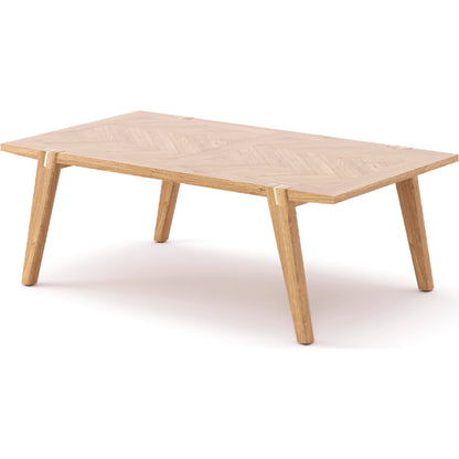 Colton Coffee Table by LH Imports in light brown and natural, brass. Made from solid oak, mdf oak veneer, brass in a modern style.