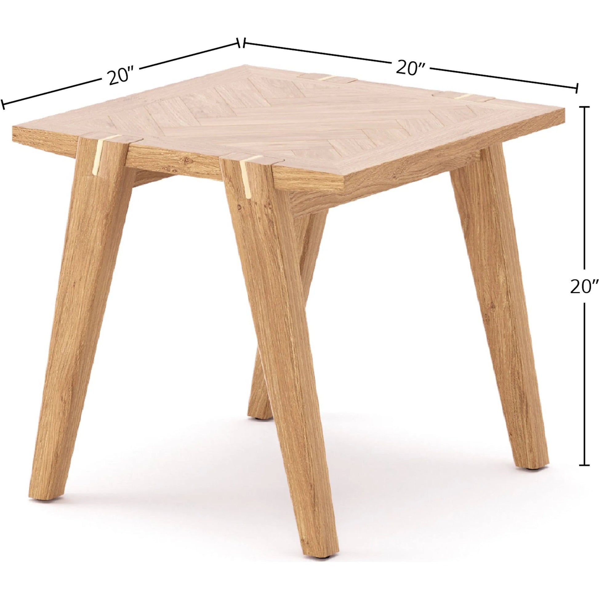 Colton Side Table by LH Imports in light brown and natural, brass. Made from solid oak, mdf oak veneer, brass in a modern style.