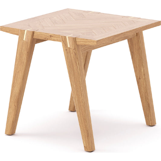 Colton Side Table by LH Imports in light brown and natural, brass. Made from solid oak, mdf oak veneer, brass in a modern style.