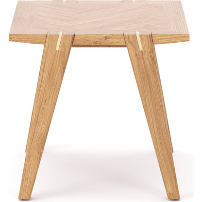 Colton Side Table by LH Imports in light brown and natural, brass. Made from solid oak, mdf oak veneer, brass in a modern style.