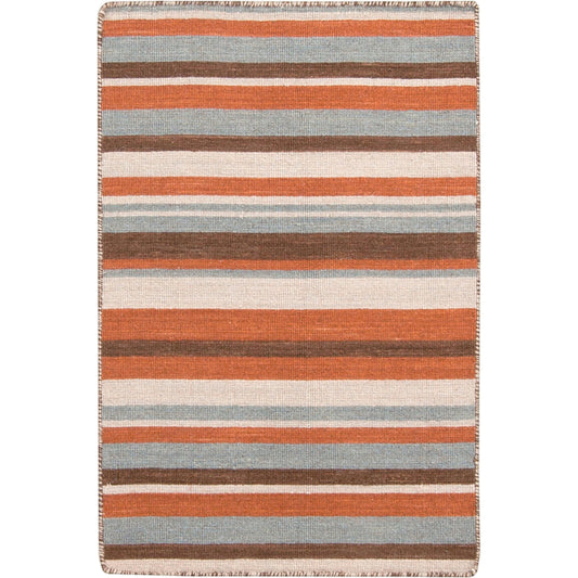 Calvin Rug - 1731 by Surya in tan, dark brown, burnt orange, light blue. Made from 100% wool in a unique style.