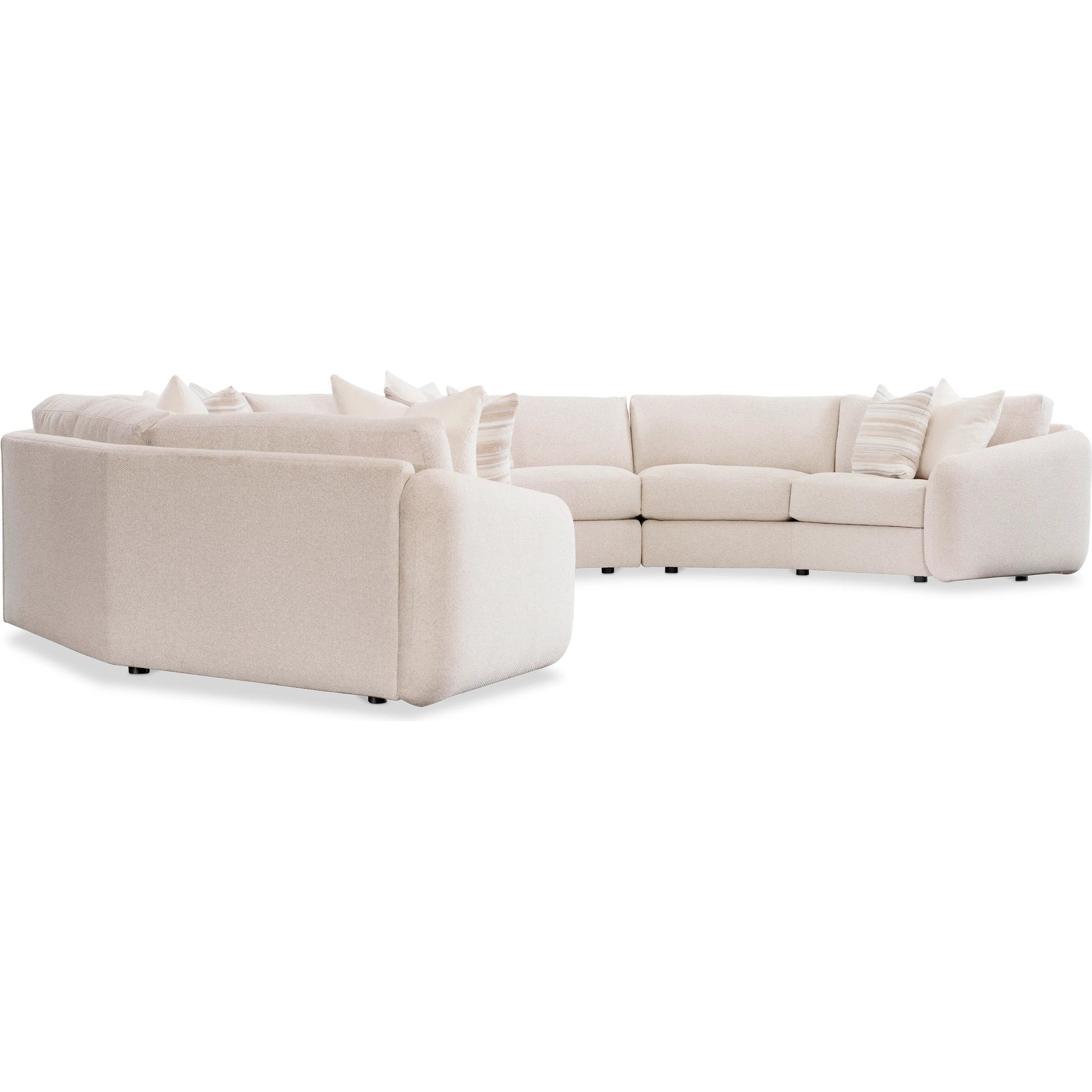 Soleil Fabric Sectional by Bernhardt in beige. Made from fabric, polyfoam core, virgin polyester fibers, waterfowl feathers, waterfowl down in a transitional style.