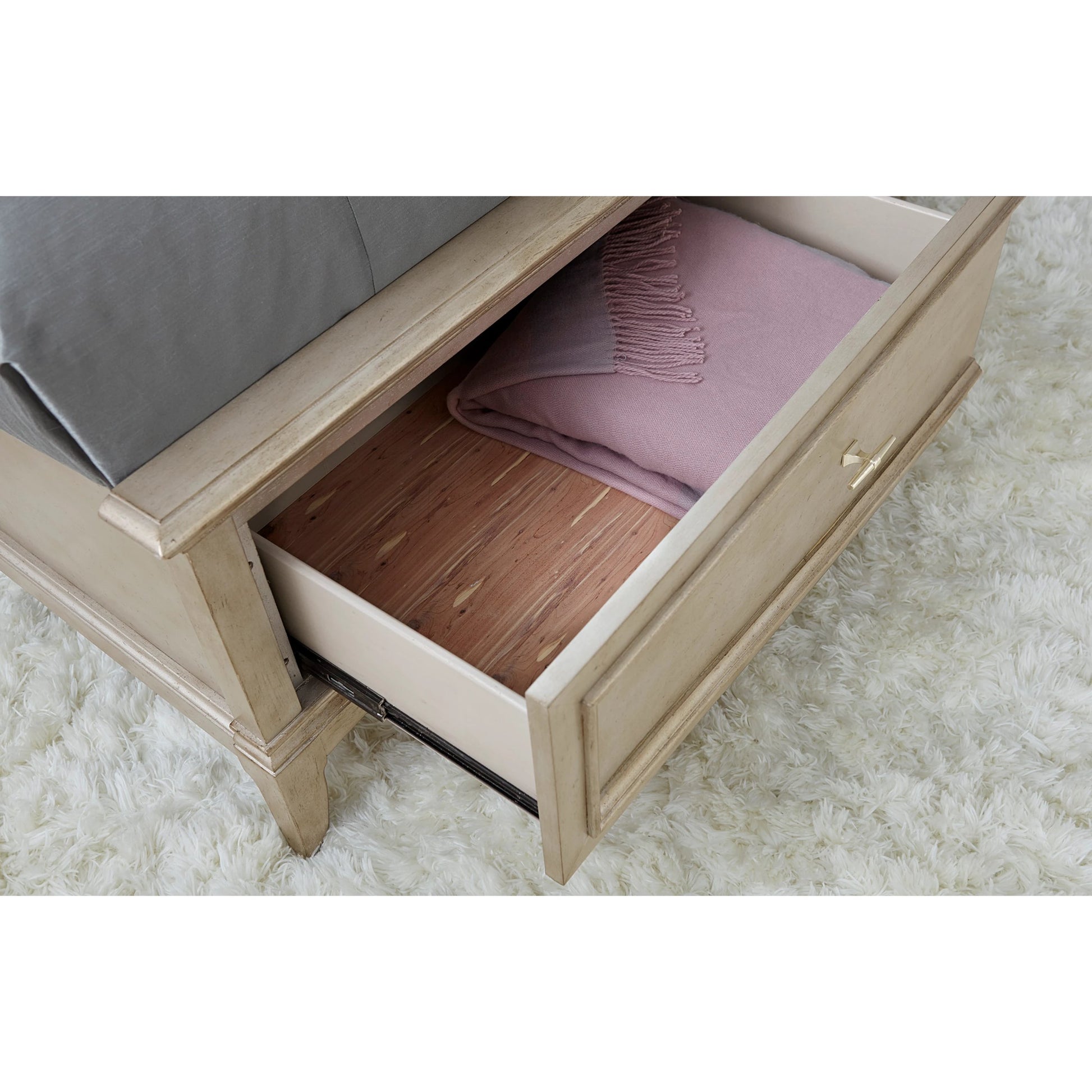 Starlite Upholstered Panel Bed with Storage by A.R.T. Furniture in silver and peri. Made from parawood solids, primavera veneer, tufted upholstery in a cottage & farmhouse style.