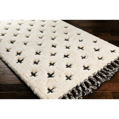 Camille Rug - 26506 by Surya in cream, black. Made from 90% wool, 10% cotton in a unique style.