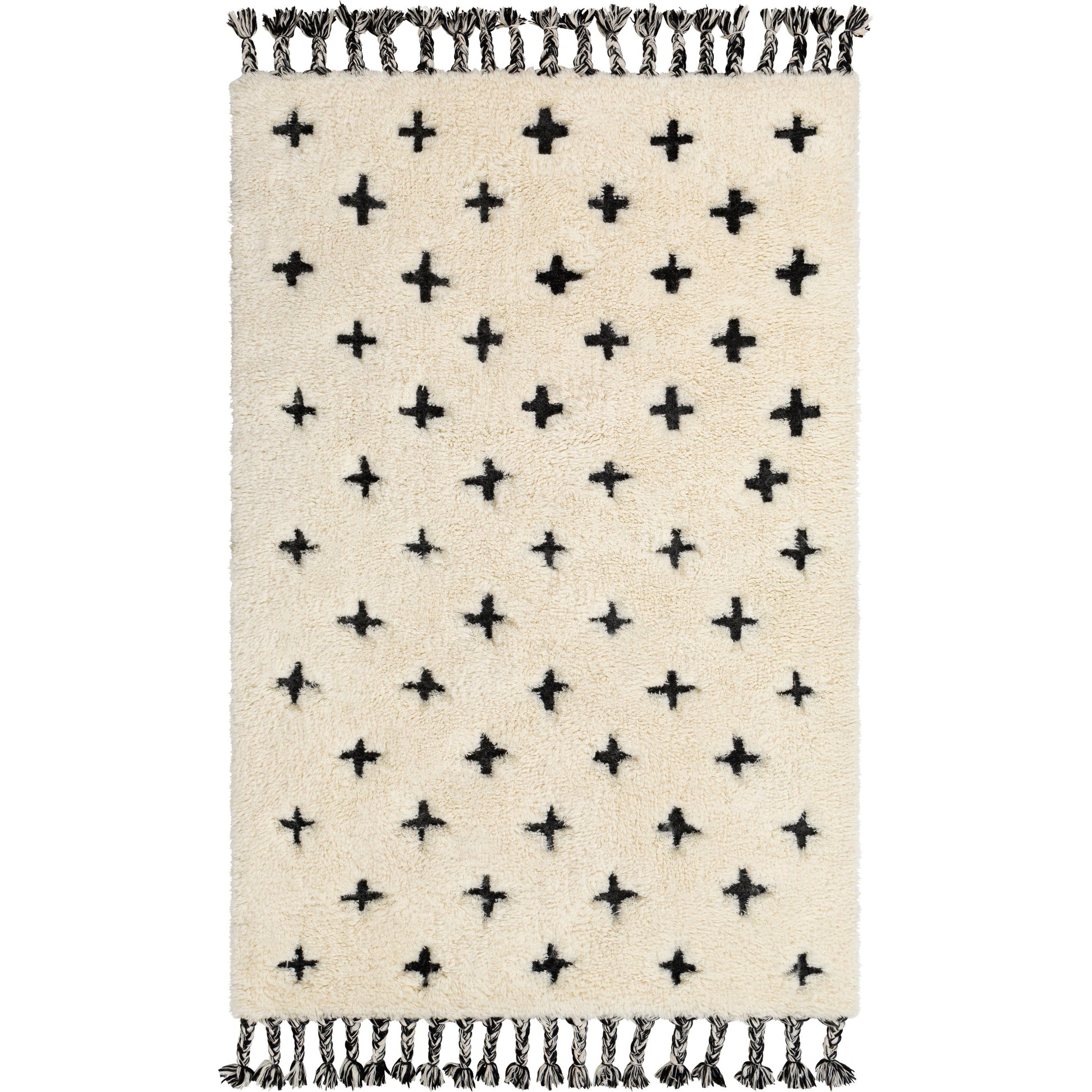 Camille Rug - 26506 by Surya in cream, black. Made from 90% wool, 10% cotton in a unique style.