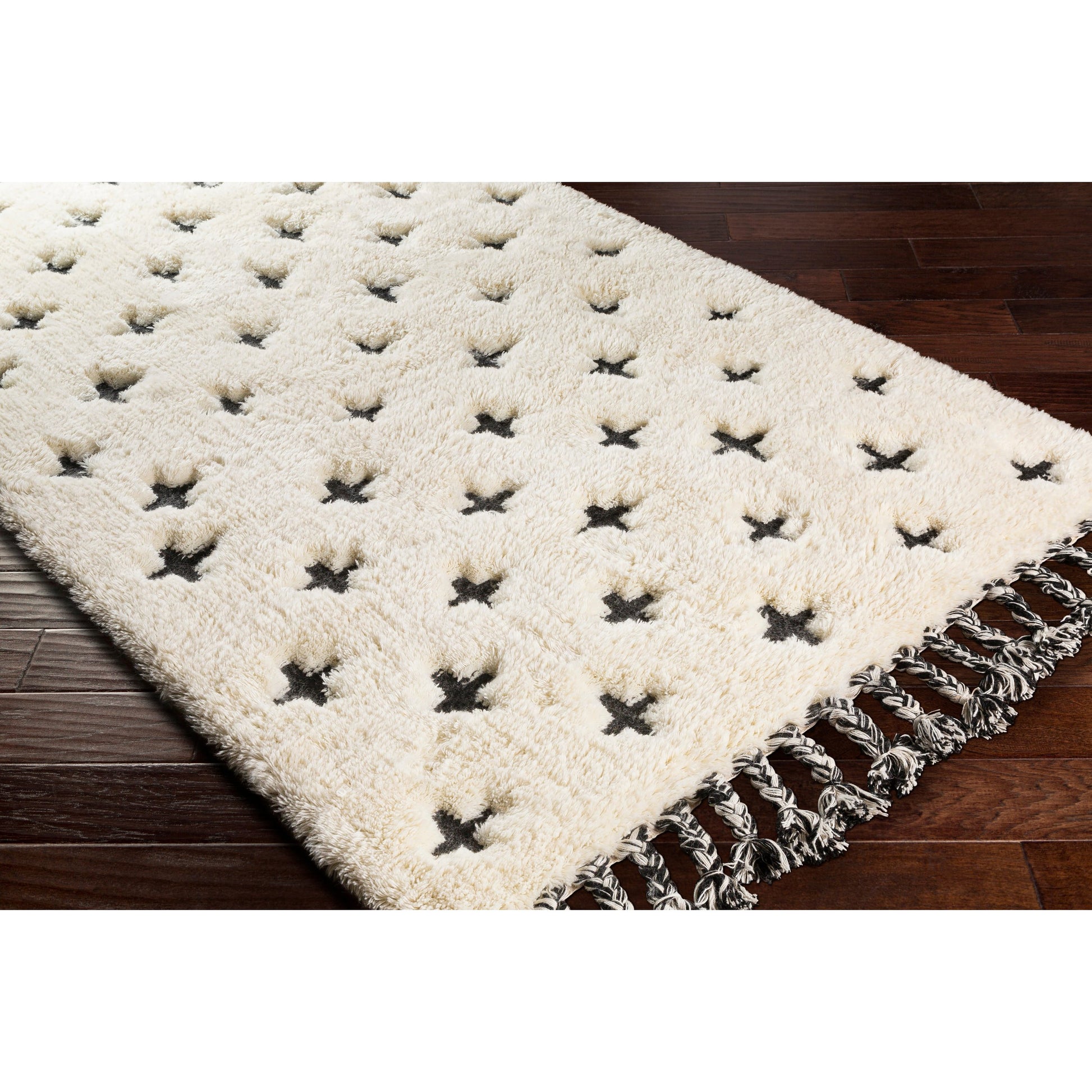 Camille Rug - 26506 by Surya in cream, black. Made from 90% wool, 10% cotton in a unique style.