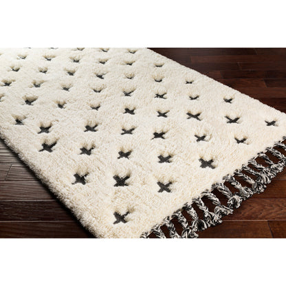 Camille Rug - 26506 by Surya in cream, black. Made from 90% wool, 10% cotton in a unique style.