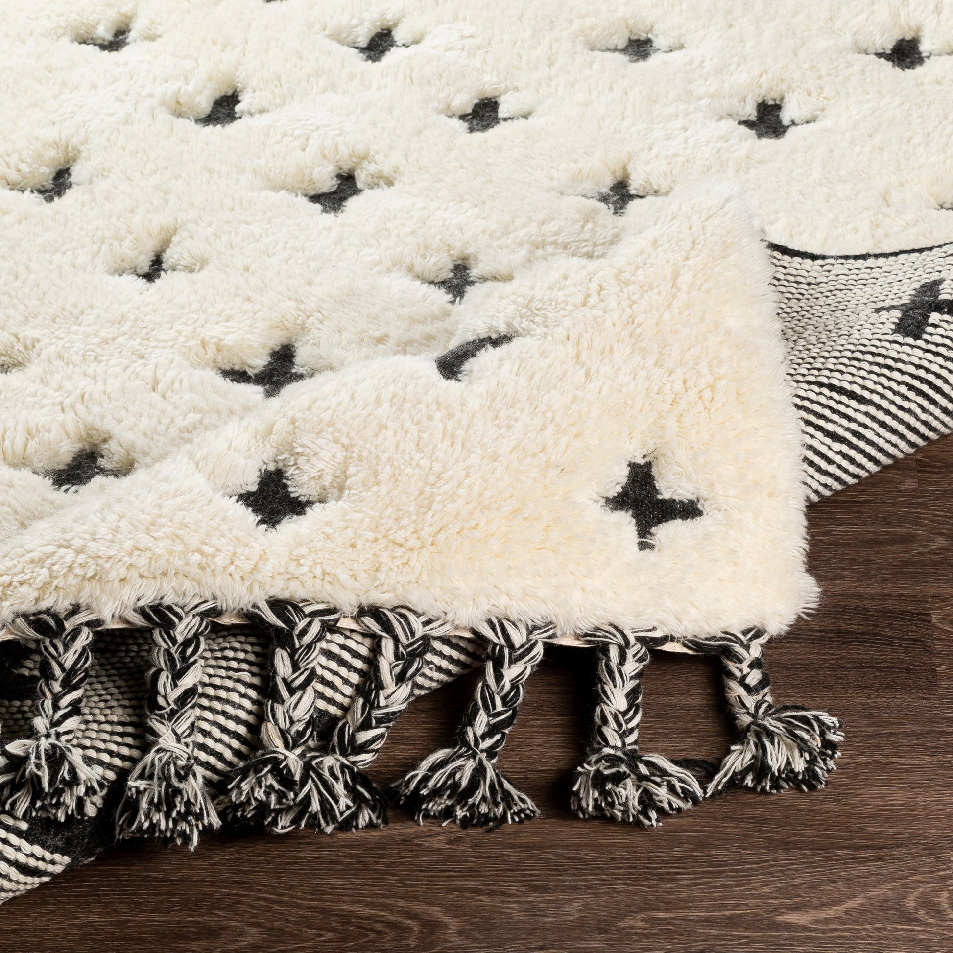 Camille Rug - 26506 by Surya in cream, black. Made from 90% wool, 10% cotton in a unique style.