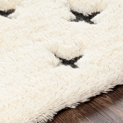 Camille Rug - 26506 by Surya in cream, black. Made from 90% wool, 10% cotton in a unique style.