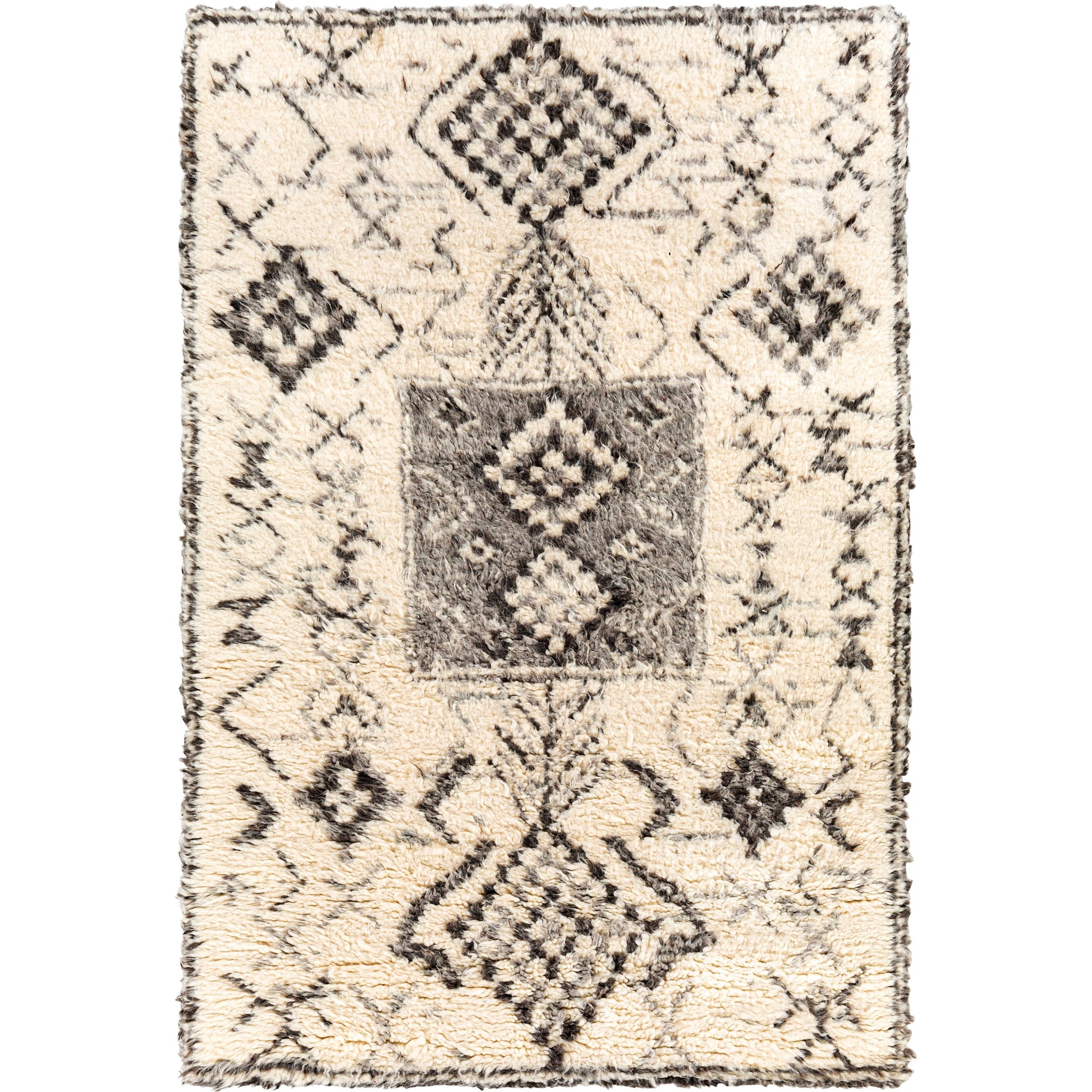 Camille Rug - 27015 by Surya in cream, medium gray, black. Made from 100% new zealand wool in a unique style.