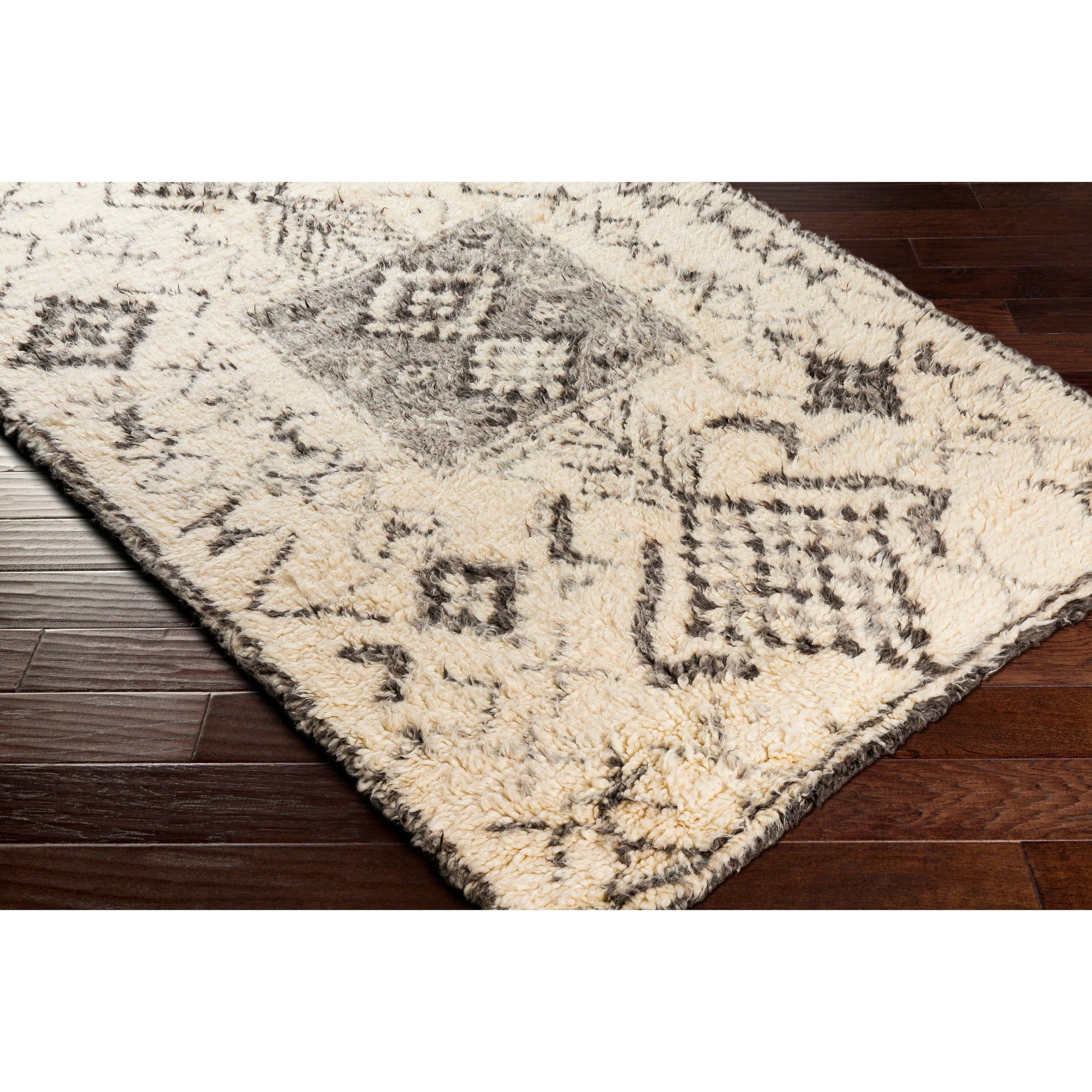 Camille Rug - 27015 by Surya in cream, medium gray, black. Made from 100% new zealand wool in a unique style.