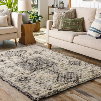 Camille Rug - 27015 by Surya in cream, medium gray, black. Made from 100% new zealand wool in a unique style.