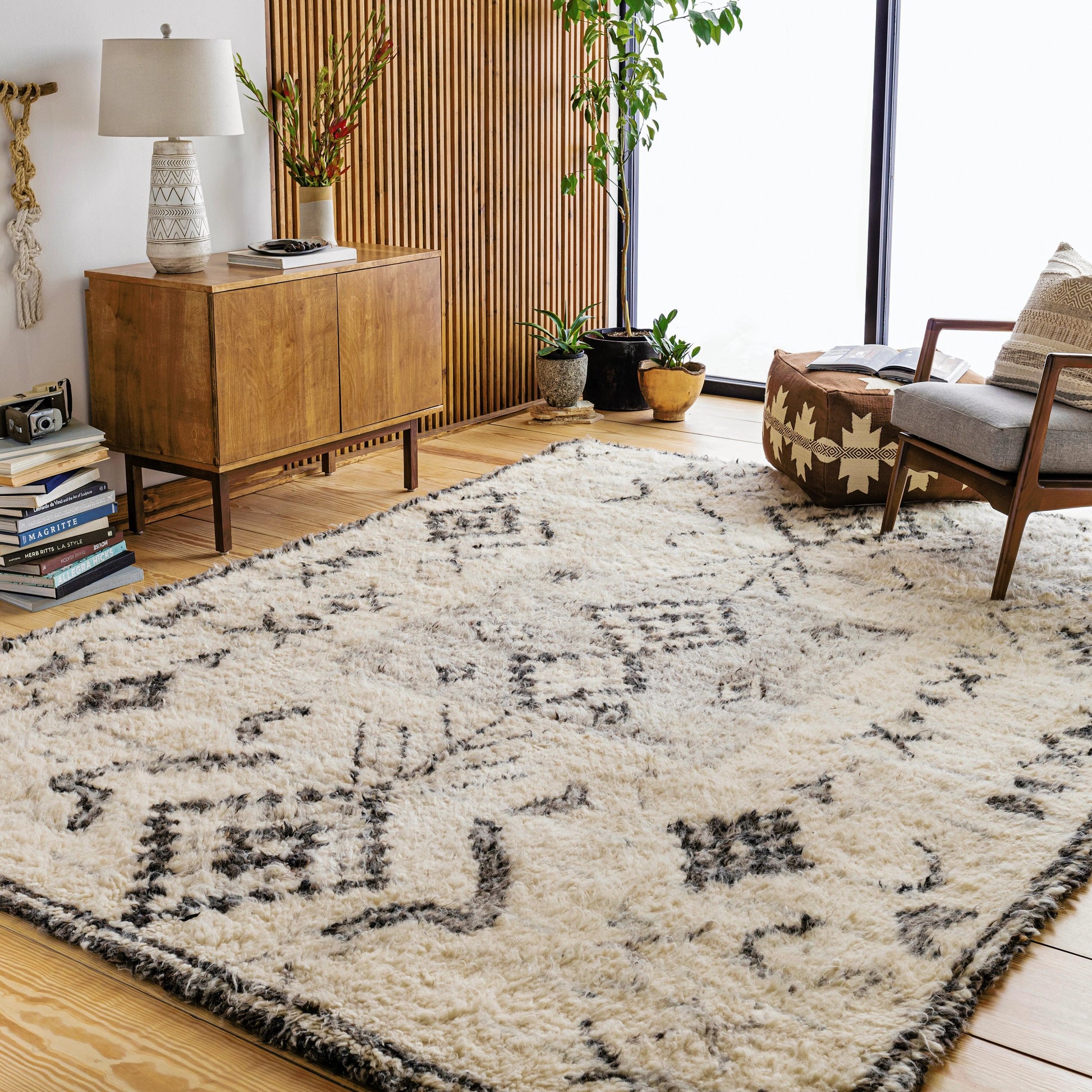 Camille Rug - 27015 by Surya in cream, medium gray, black. Made from 100% new zealand wool in a unique style.