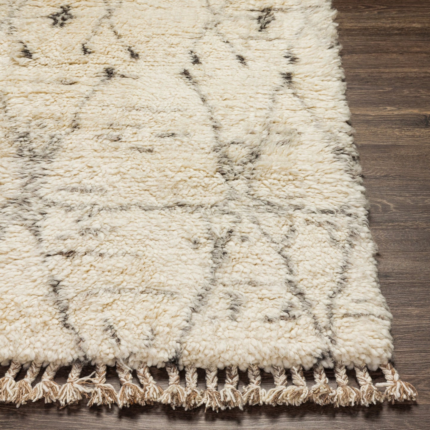 005 SI-1878670,SI-1878671,SI-1878672,SI-1878673,SI-1914430,SI-1914431 | Closeup | Camille Rug - 27014 by Surya in cream, medium gray, black. Made from unique in a unique style.