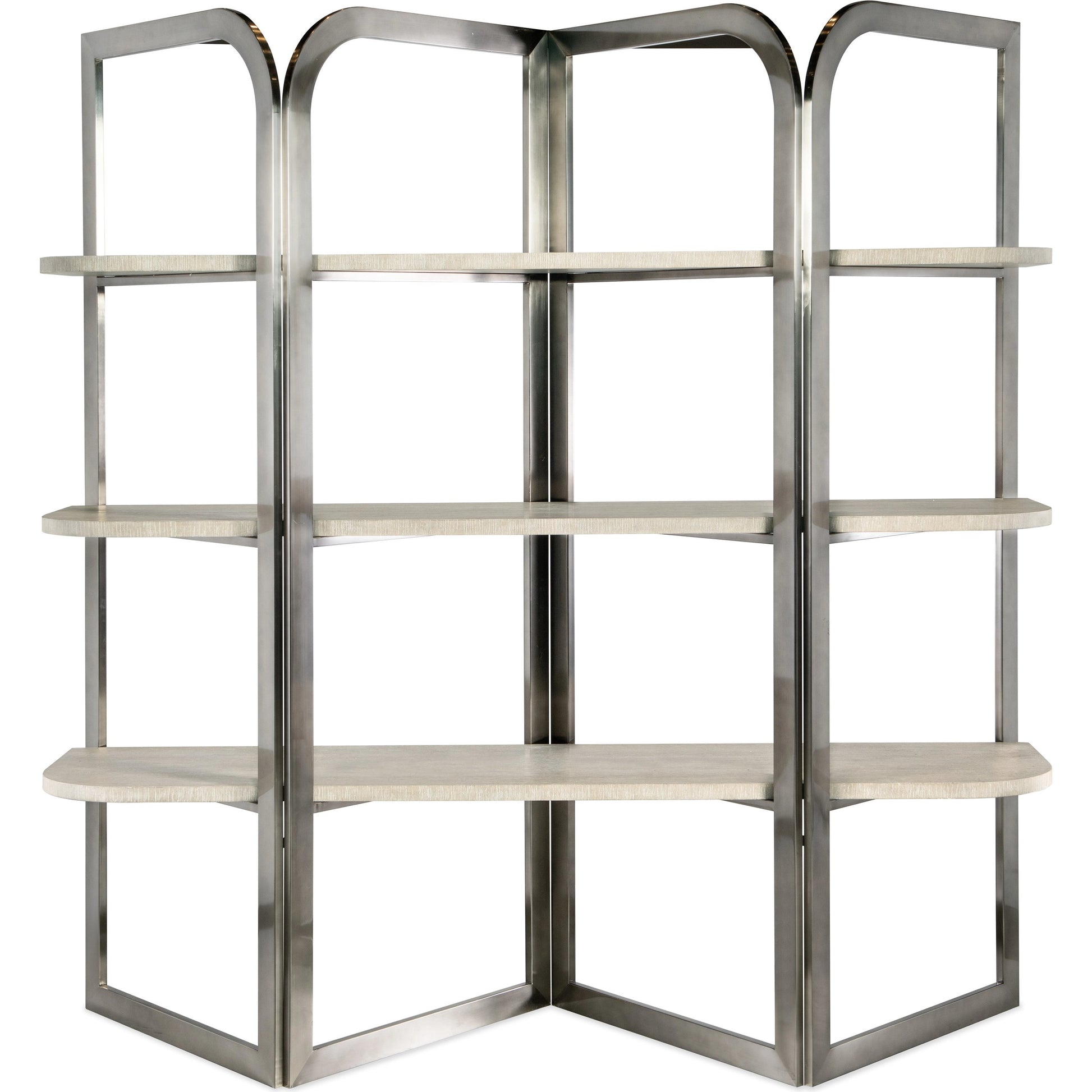 Modern Mood Etagere by Hooker Furniture. Made from oak veneers, metal in a modern style.