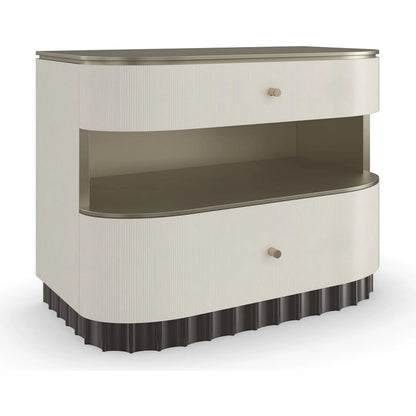 Deep Sleep Nightstand by Caracole in ivory, gold, dark chocolate and ivory, dark chocolate, brushed whisper of gold paint. Made from poplar in a modern style.