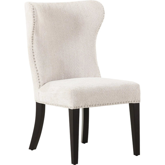 Elara Design Upholstered 2 Pieces Dining Chair Set - PZW-2066 by Pasargad Home in ivory, dark brown. Made from polyester in a unique style.