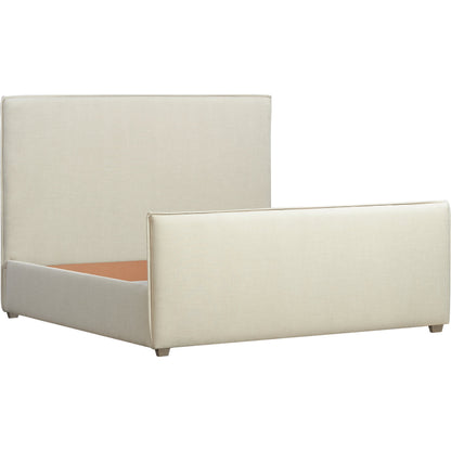 Zest Flanged Upholstered Bed by Zest in beige, flax and cream. Made from rubberwood, fabric in a modern style.
