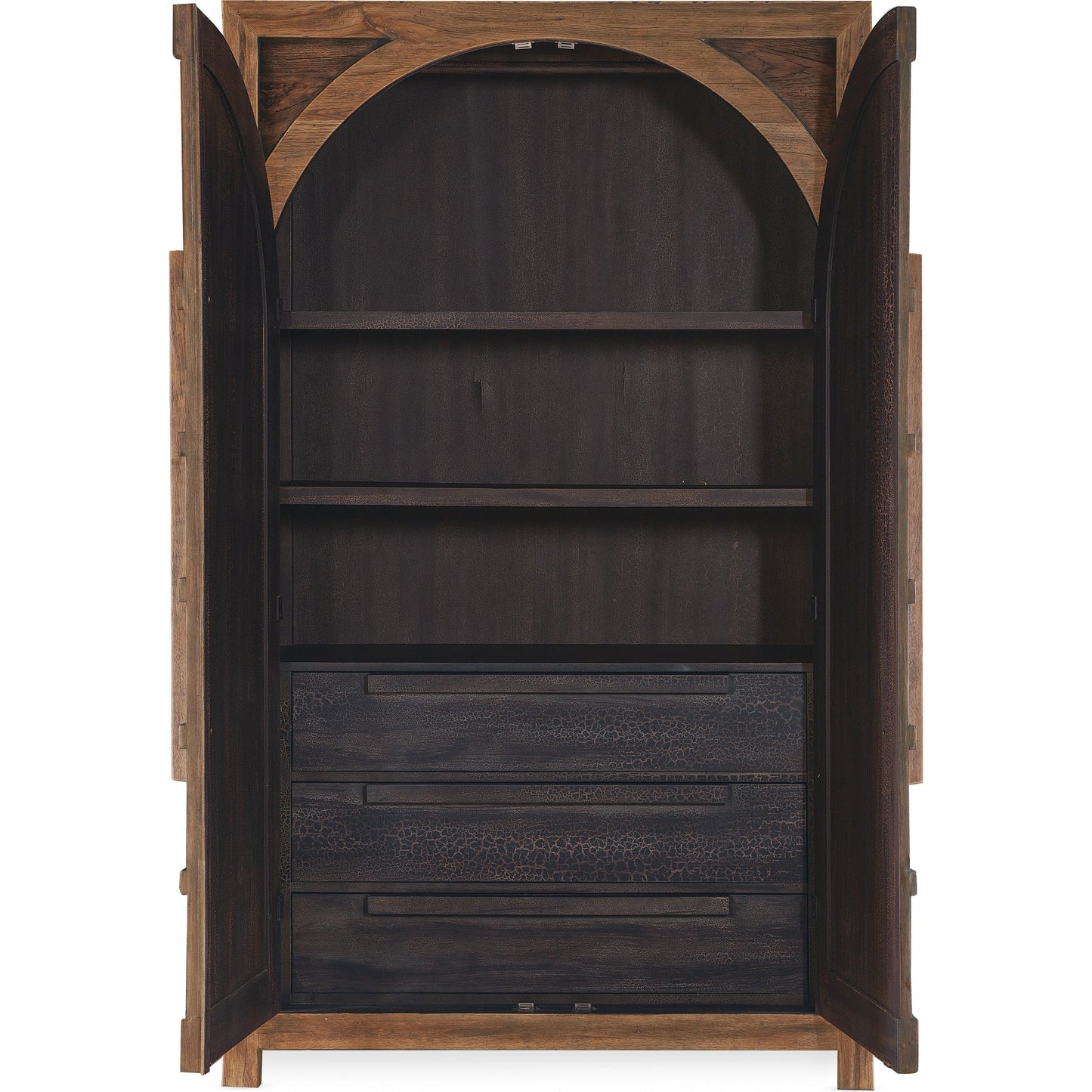 002 SI-1959541 | Additional Silo | Big Sky Wardrobe by Hooker Furniture in vintage natural. Made from pecky hickory veneers, nailheads, solid-wood edged top in a modern style.