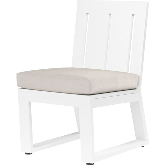 Newport Outdoor Armless Dining Chair by Sunset West in whites/creams/beiges. Made from aluminum in a modern style.