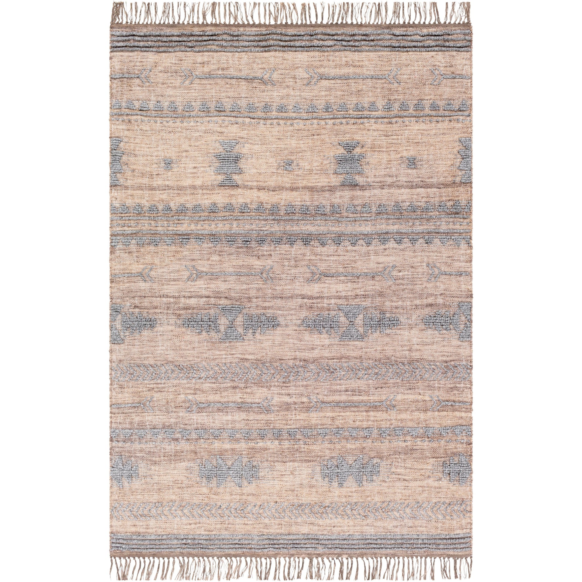 Cheyenne Naturals CNA-2300 Rug by Surya in aqua, brown, navy, cream. Made from 60% jute, 30% wool, 10% polyester in a unique style.