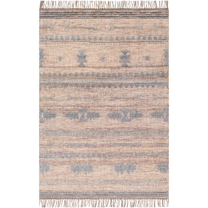 Cheyenne Naturals CNA-2300 Rug by Surya in aqua, brown, navy, cream. Made from 60% jute, 30% wool, 10% polyester in a unique style.