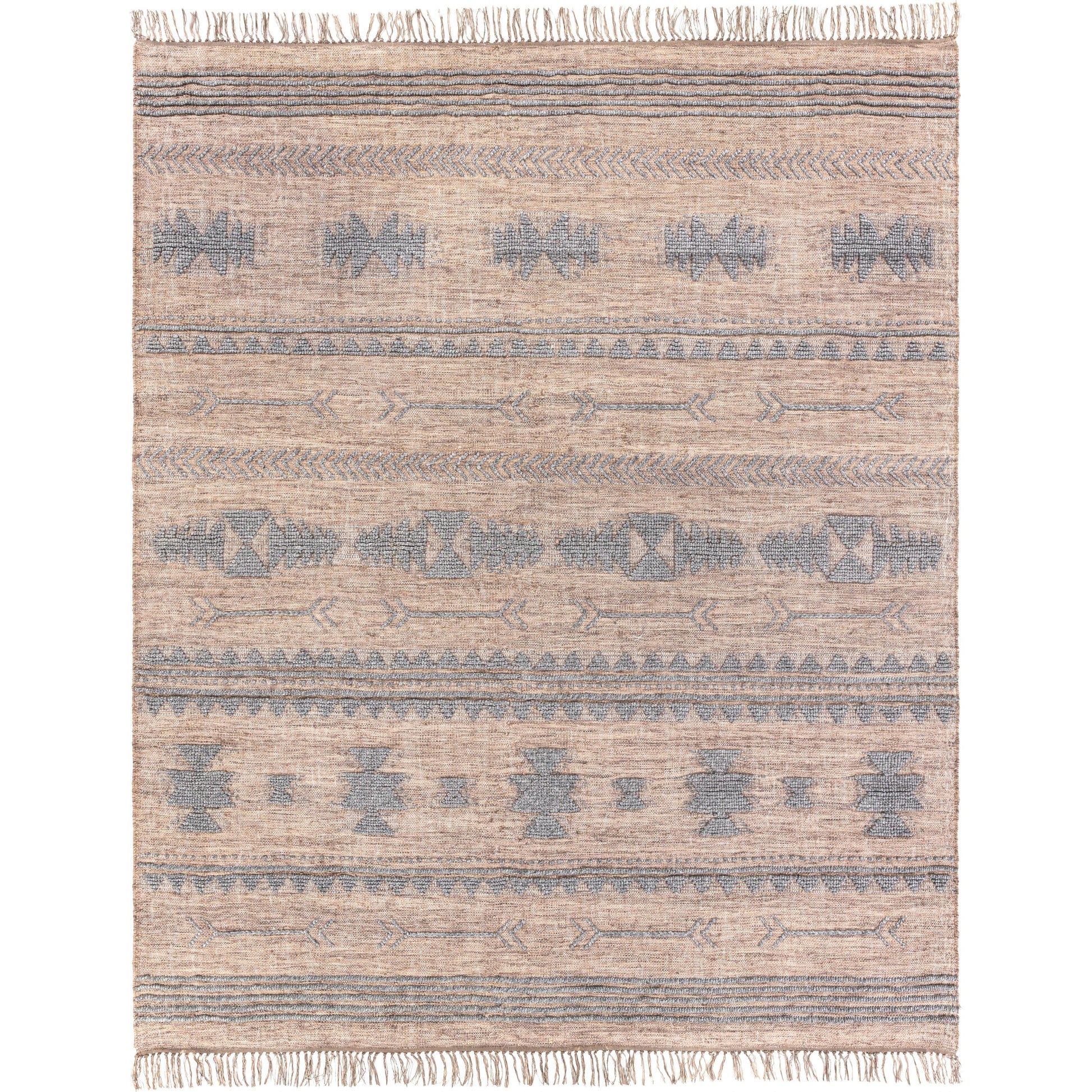 Cheyenne Naturals CNA-2300 Rug by Surya in aqua, brown, navy, cream. Made from 60% jute, 30% wool, 10% polyester in a unique style.