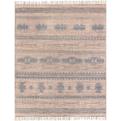 Cheyenne Naturals CNA-2300 Rug by Surya in aqua, brown, navy, cream. Made from 60% jute, 30% wool, 10% polyester in a unique style.